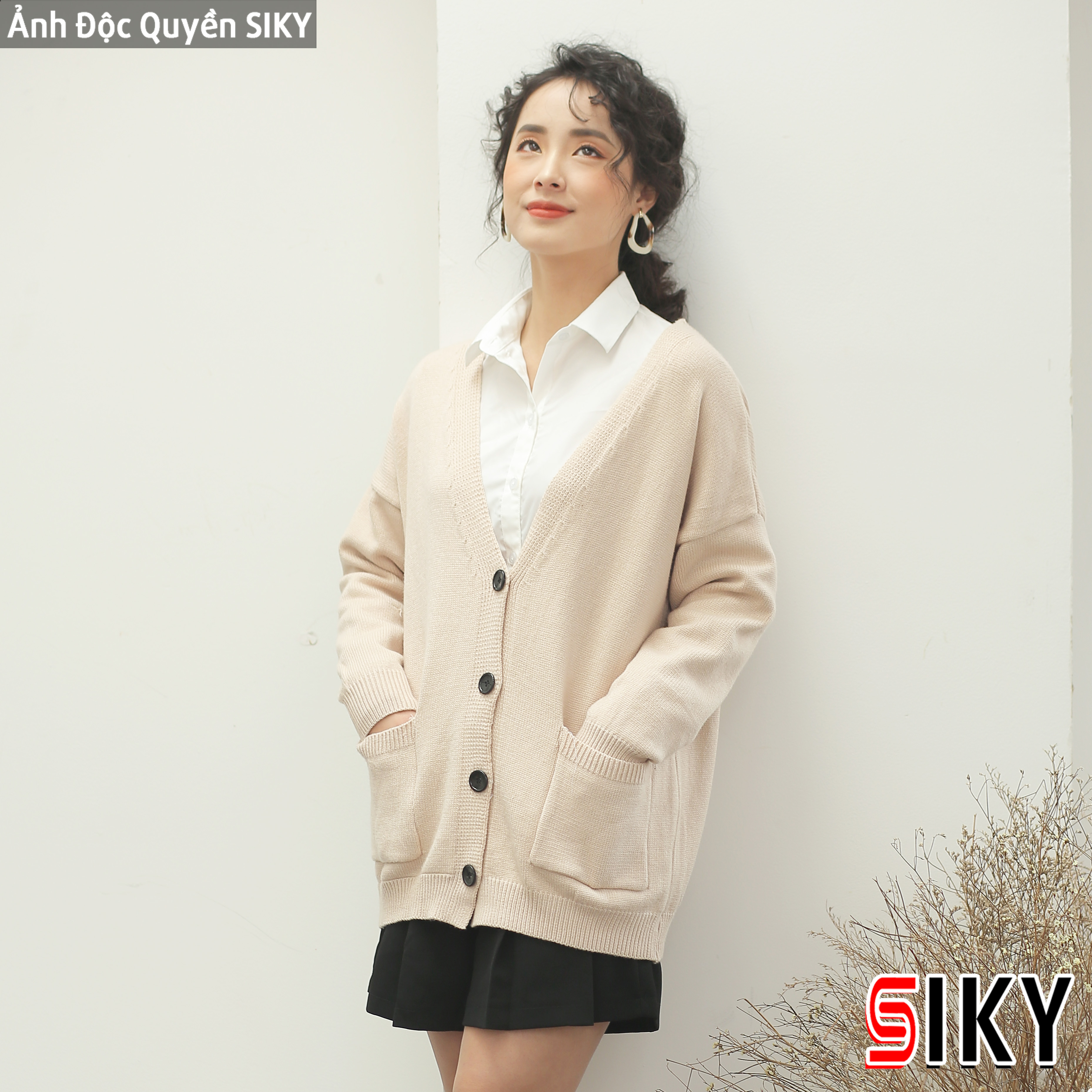 Áo len cadigan cài cúc siêu xinh - Siky - KL02