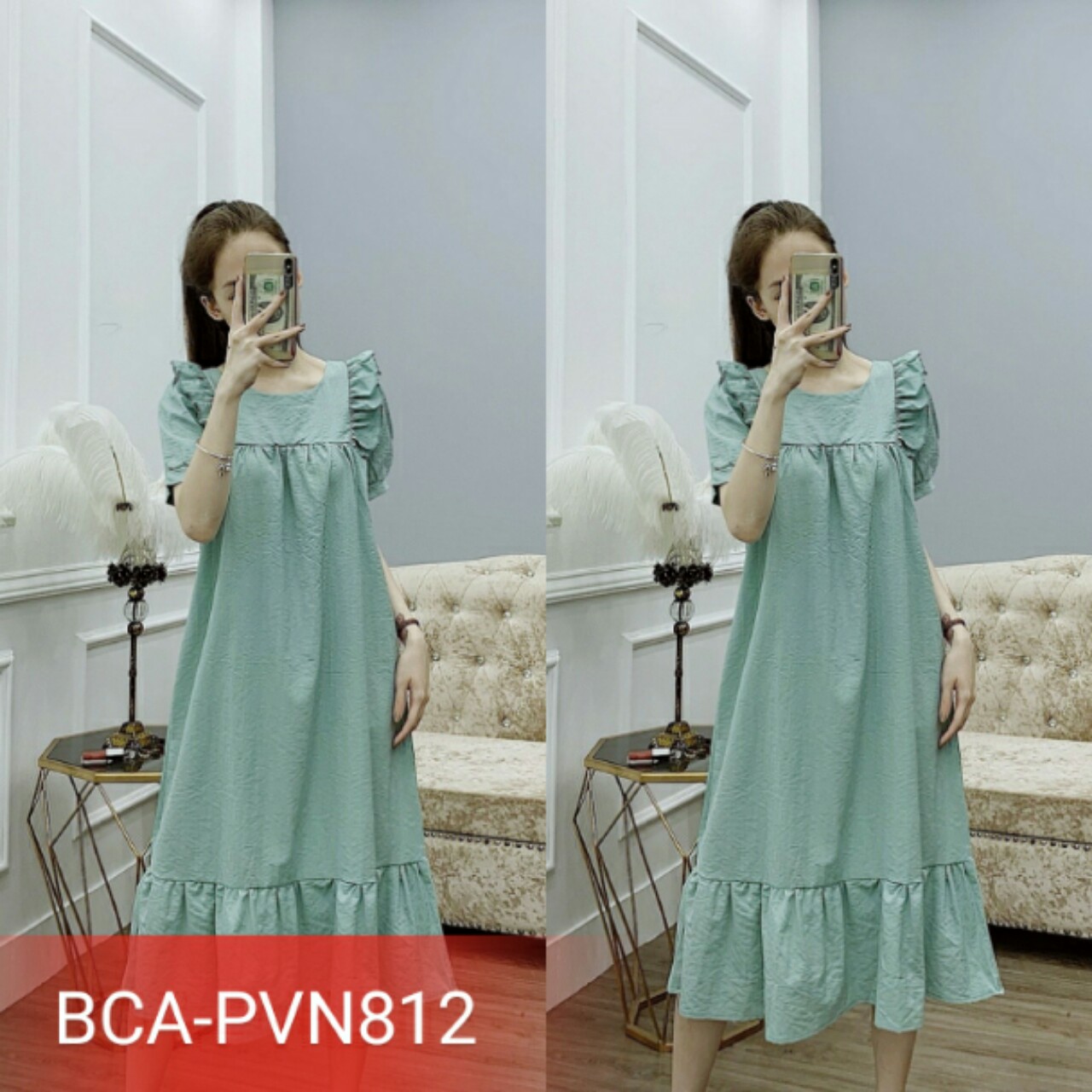Đầm bầu công sở cánh tiên chất đũi (40-75kg)