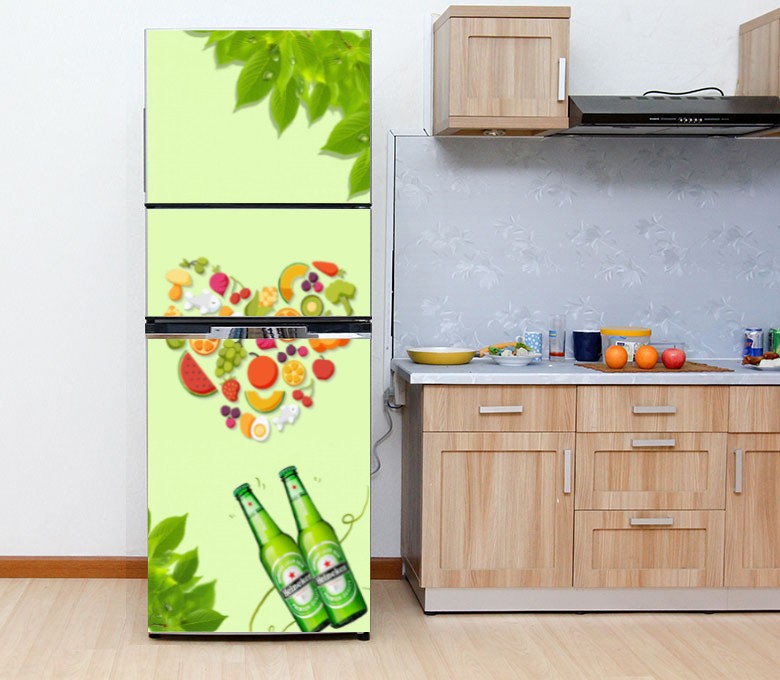 Miếng Dán Tủ Lạnh - Chống Thấm Nước - Chất Liệu Decal Bóc Dán - Phù Hợp Mọi Loại Tủ (Mẫu 159 - Trái cây)