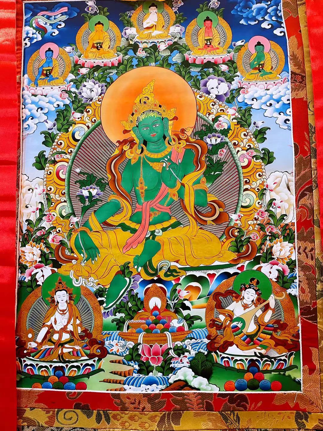 Tranh thangka Tara Xanh