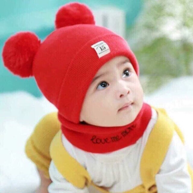 NÓN LEN KÈM KHĂN CHOÀNG CỔ CHO BÉ ( 5 THÁNG - 4 TUỔI)