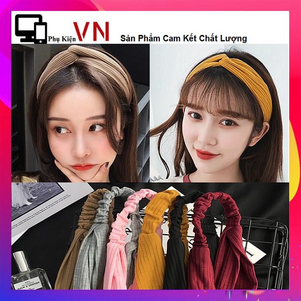 [HCM]⚡ Băng Đô Turban Vải Mềm Sọc Chìm Đồng Màu Kiểu Dáng Hàn Quốc Dùng Cực Thích - Băng Đô Vải Nhung Thời Trang Style Hàn Quốc ⚡