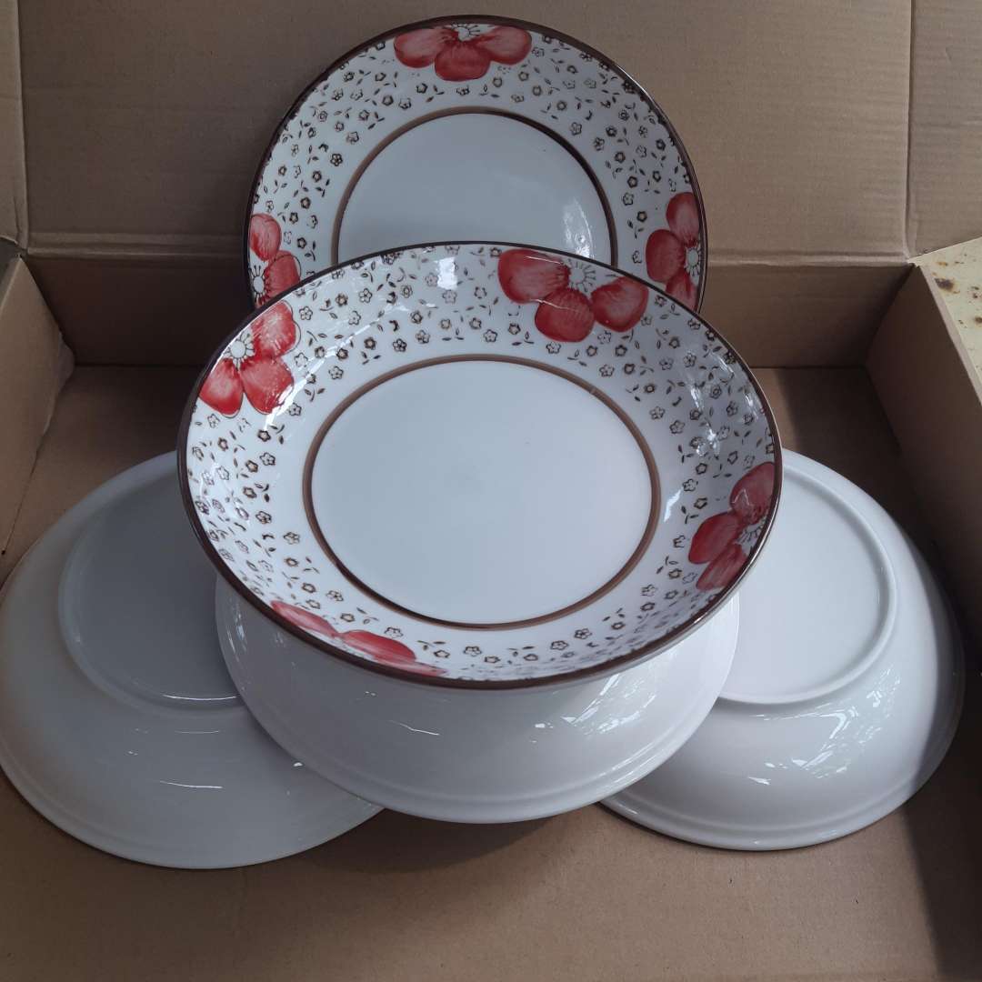 Bộ 5 Dĩa Nhật bông xanh, đỏ (có 2 size dĩa 7: 17.5cm, Dĩa 8: 20cm)