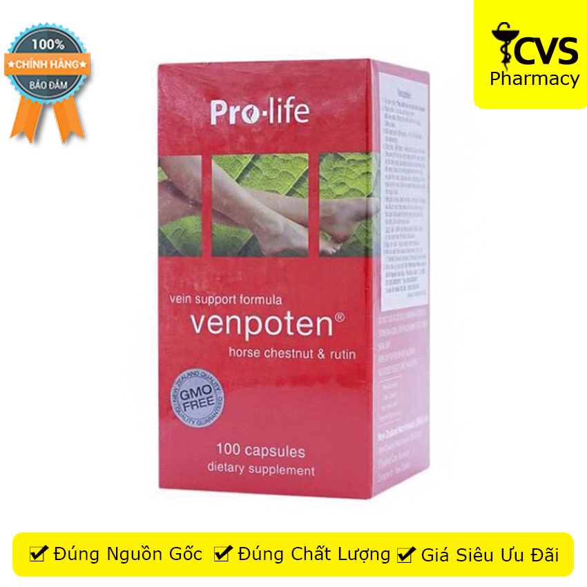 Viên uống Venpoten 100 viên - Hỗ trợ giảm giãn tĩnh mạch chân củng cố sức bền thành mạch máu - cvspharmacy