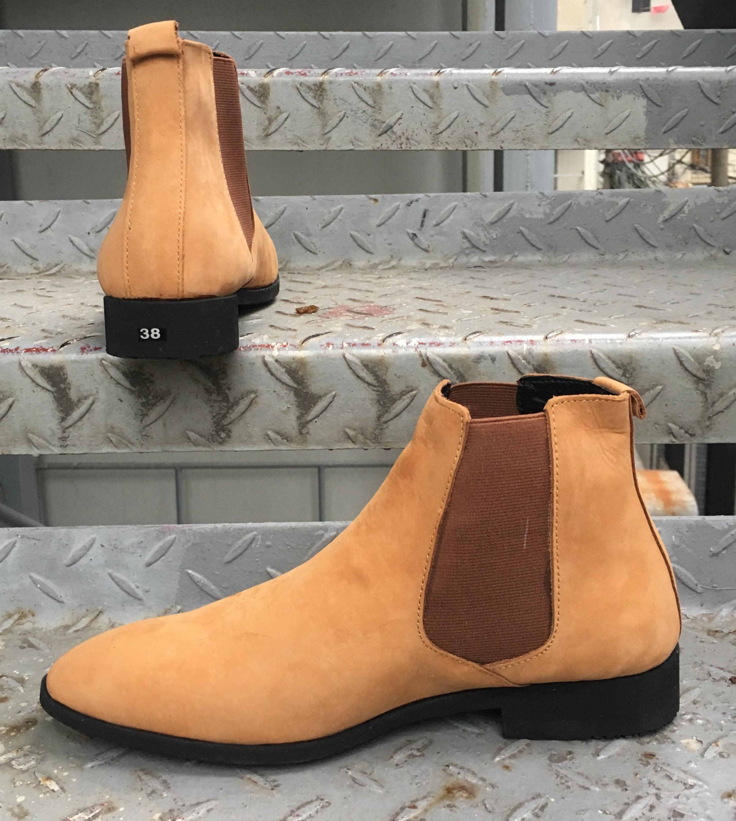 Shoes leather men Chelsea boots quality Suede yellow cow