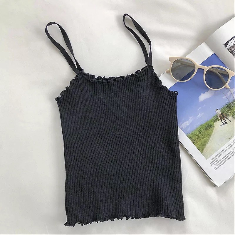 Áo 2 dây len tăm viền lượn sóng P095