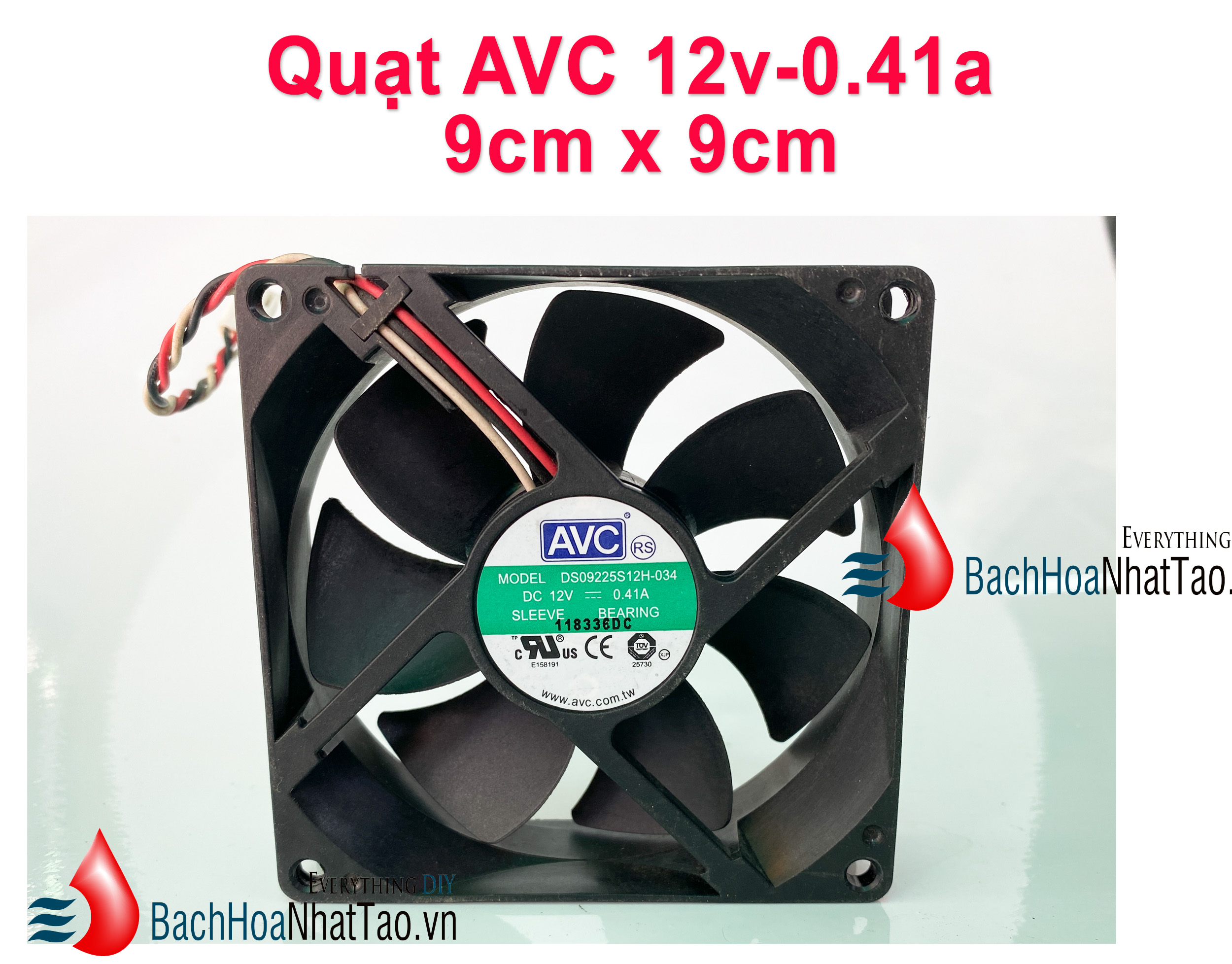 Quạt DC ACE 12v-0,41a vuông 9cm