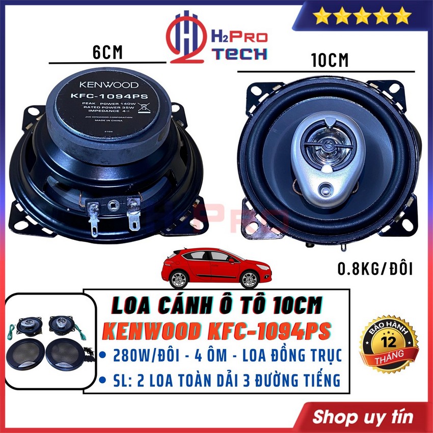 Đôi Loa Cánh Cửa Ô Tô Bass 10 Kenwood KFC-1094Ps 280W Toàn Dải 3 Đường Tiếng, Độ Âm Thanh Xe Hơi Cao Cấp-H2Pro Tech