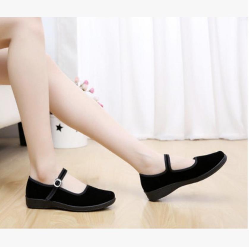 Giày công sở nữ đế xuồng cao 4cm hỗ trợ đi đứng nhiều êm chân, giày vải đi học mặc áo dài, giày búp bê vải đế cao su dẻo - BB199M giá rẻ