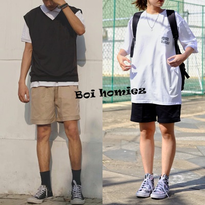 Quần Short Kaki Basic Unisex Nam Nữ màu đen và be trơn