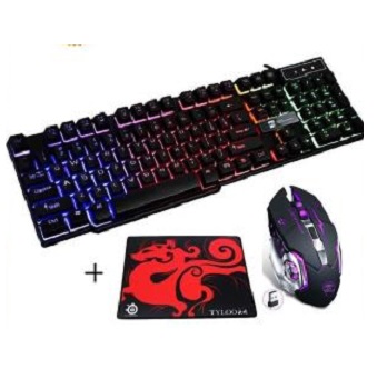 Combo Bàn Phím LED Giả Cơ R8-1822 Và Chuột Không Dây Chuyên Game Pin Sạc FriWol C90 + Tặng Kèm Lót Chuột