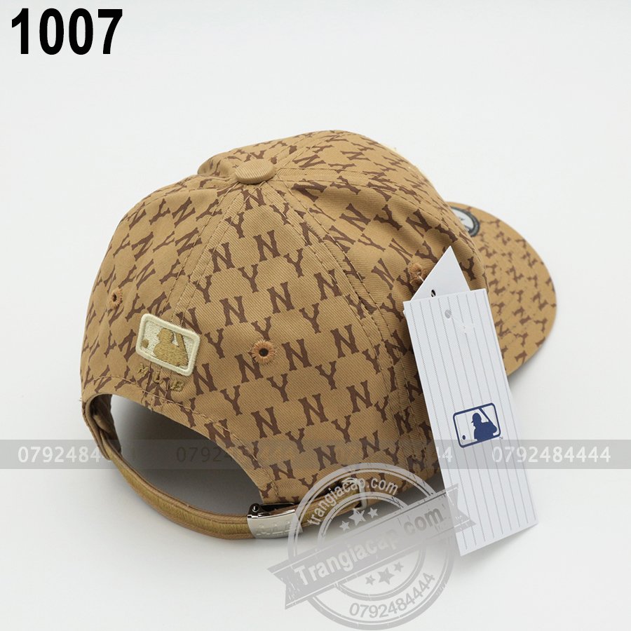 Nón kết MLB Monogram NY nâu đen
