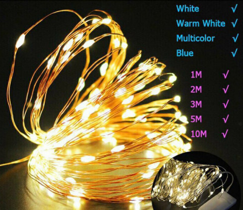 [HCM](Xài pin CR2032) Dây Đèn Led 5m 50 bóng đèn Đom Đóm Chipsbling Fairy Lights vàng