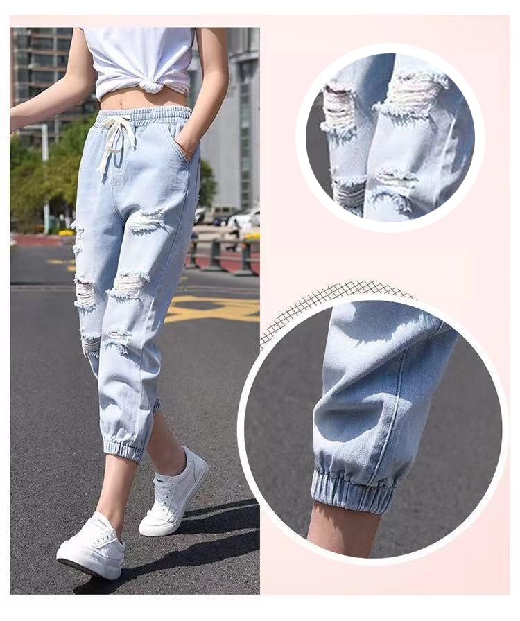 Quần Jeans Lửng Nữ Rách Lưng Cao Siêu Xinh