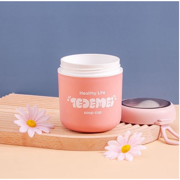 Bình ủ cháo giữ nhiệt tedemei 530ml kèm thìa trữ thức ăn cho bé