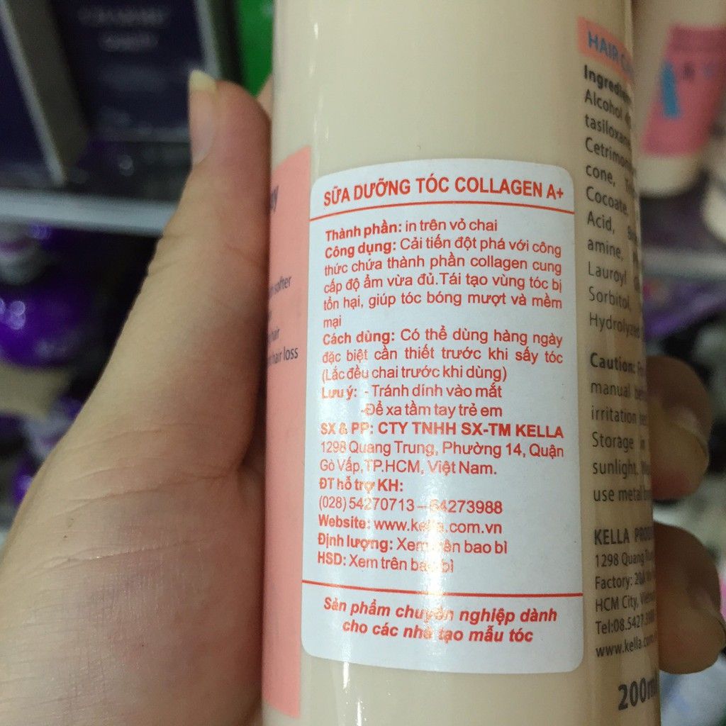 [HCM]Sữa dưỡng tóc Kella Collagen A+ 200ml