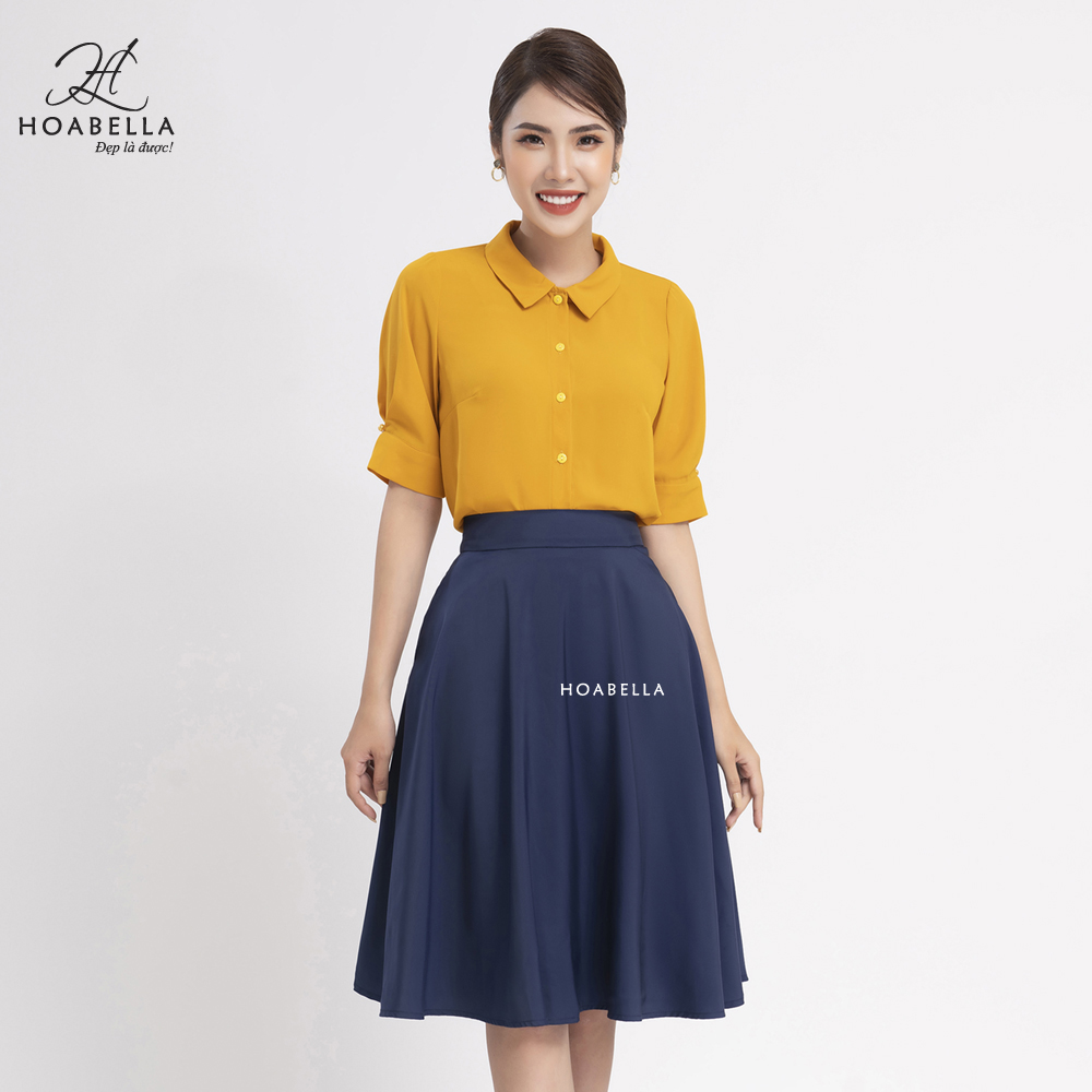 Áo Sơ Mi Nữ HOABELLA Cổ Sen, Tay Lỡ, Lụa Chéo (SM106)