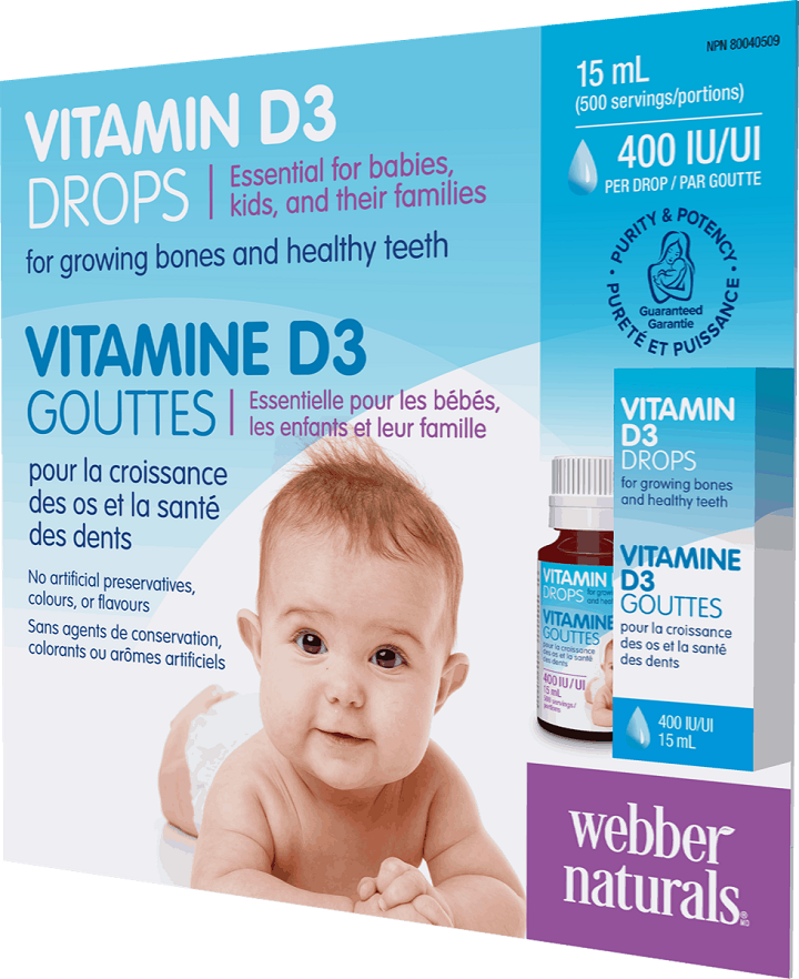 Vitamine D3 Drops Webber Naturals 400IU 500 từ Canada