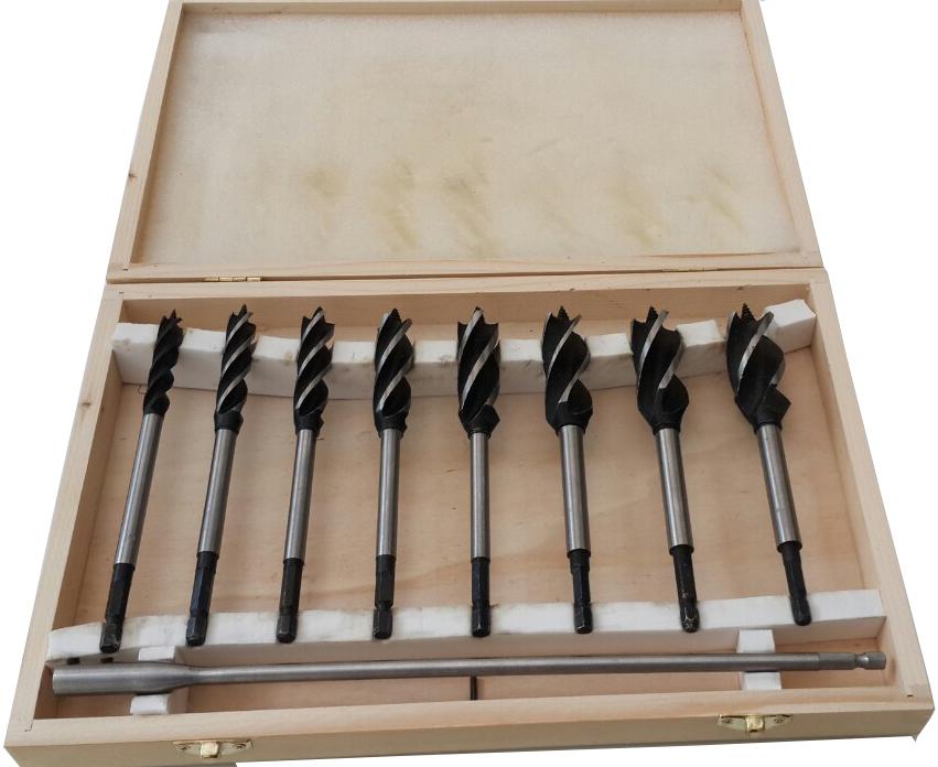 10-25mm bộ mũi khoan gỗ xoắn 8 chi tiết l+r+t