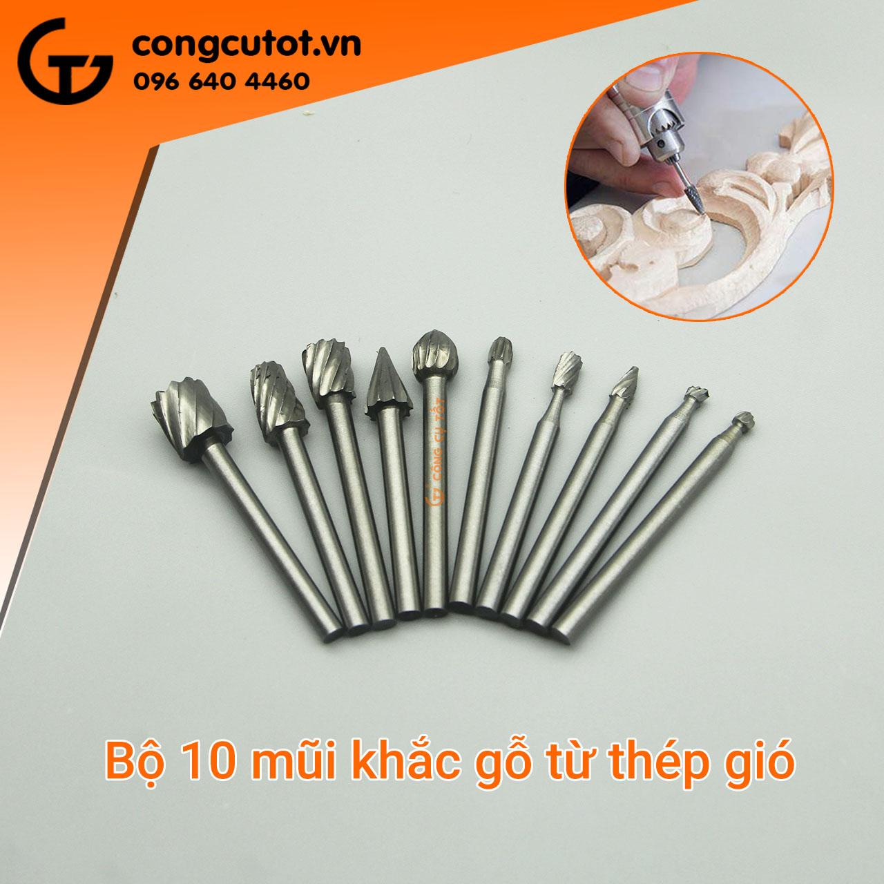 Bộ 10 mũi mài khắc gỗ