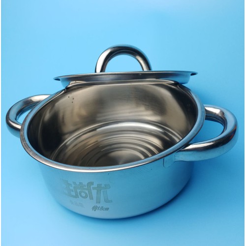 [HCM]Nồi Inox Cao Cấp. Đường Kính 18cm Tay Cầm Cách Nhiệt Inox dày Có Lỗ Thoát Hơi