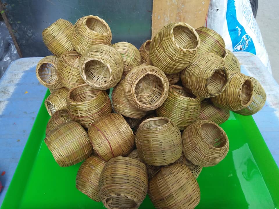 [5 Cái]Cóng tre đựng lúa cho chim cu gáy