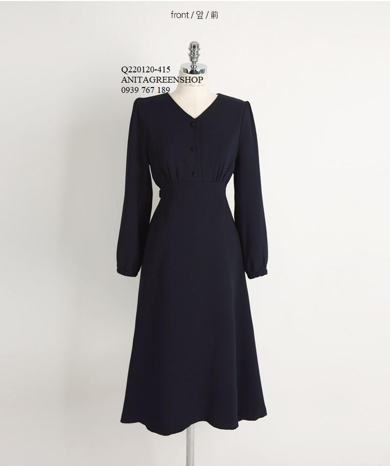 Q220120  ĐẦM XÒE CỔ TIM THẮT NƠ