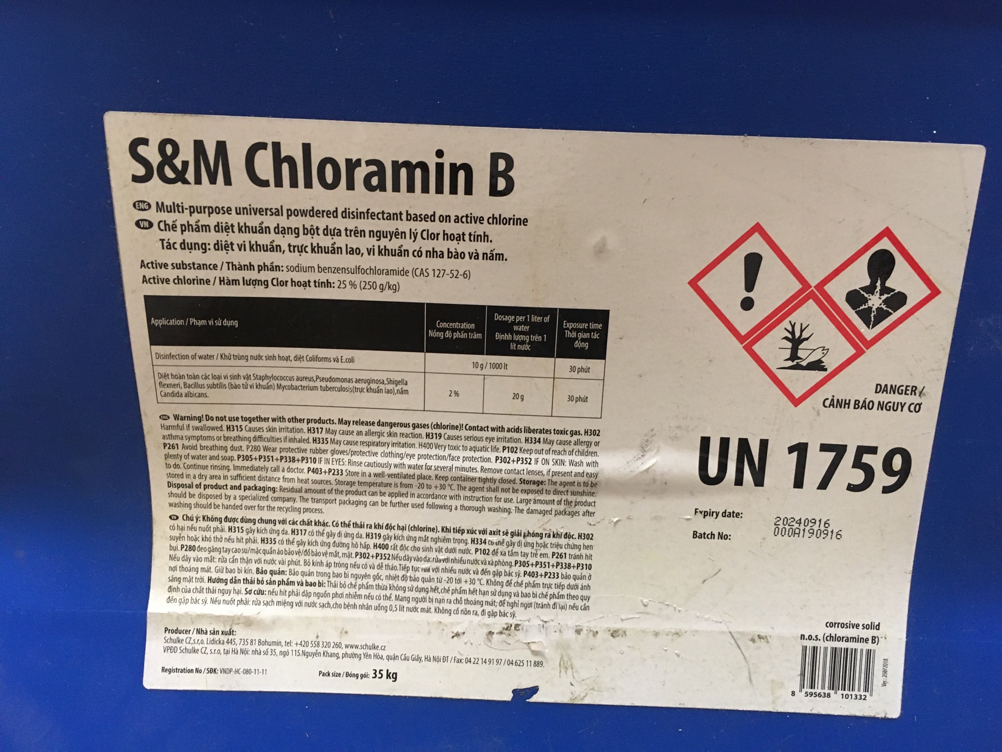 [HCM]Bịch 0.5kg Chloramin B - Tiệp
