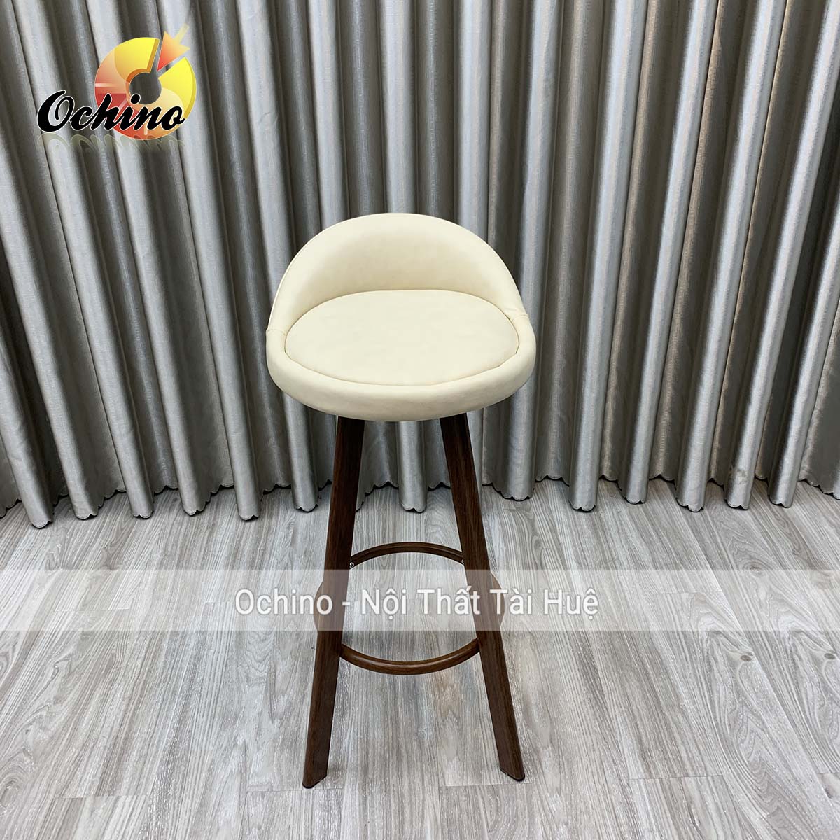 Ghế quầy bar, ghế bar xoay 360 chân sắt sơn giả gỗ hàng nhập khẩu nguyên chiếc mẫu tựa thấp
