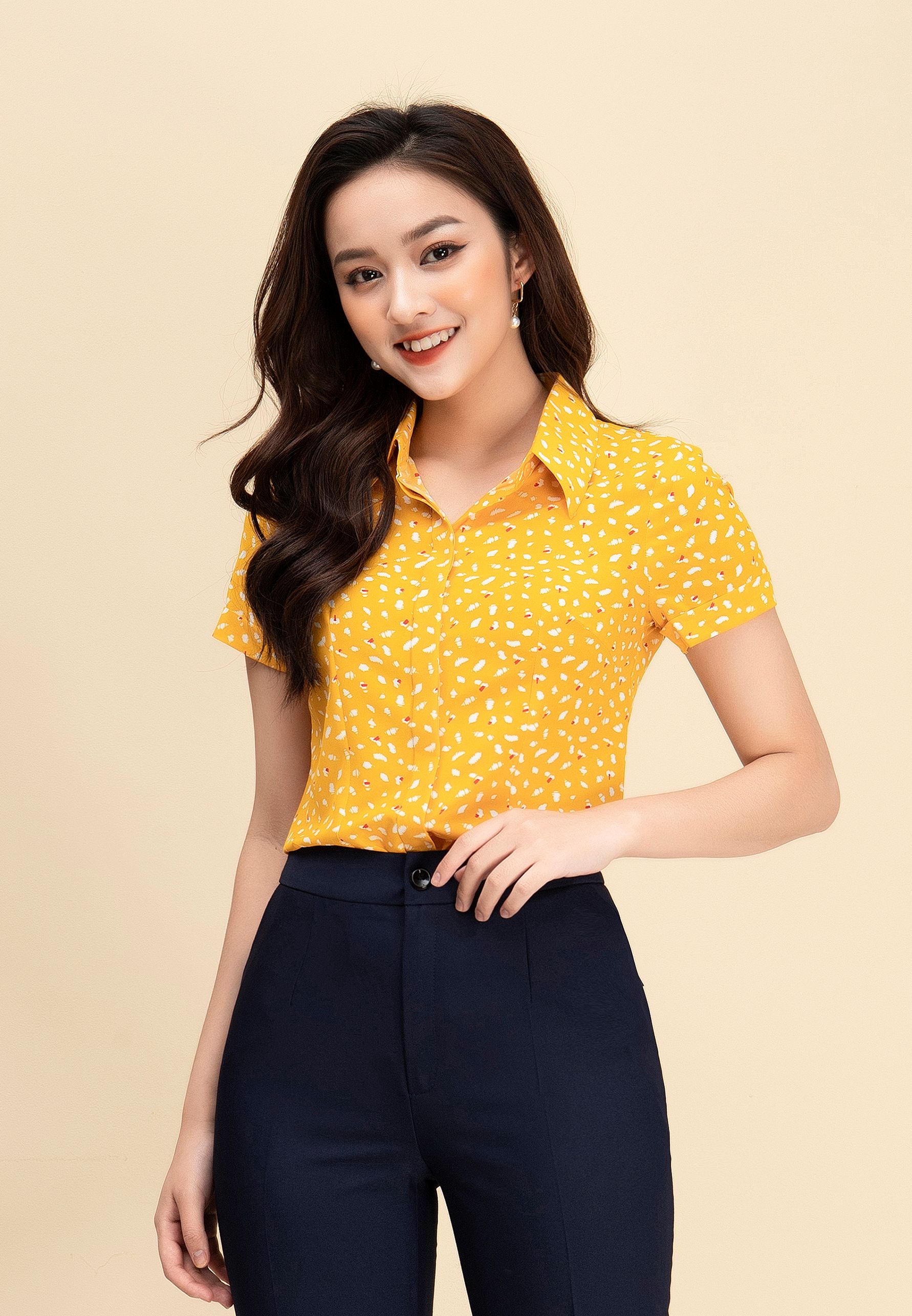 Áo sơ mi nữ luperi lfsm1121 ngắn tay cổ đức, họa tiết độc đáo thời trang, áo sơ mi tay ngắn, áo sơ mi kiểu nữ, áo sơ mi công sở, áo sơ mi tay ngắn nữ, áo sơ mi nữ đẹp lfsm1121
