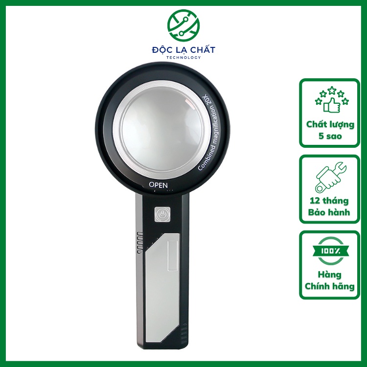 Kính lúp cầm tay phóng đại 8X-12X có đèn sử dụng pin sạc 2265