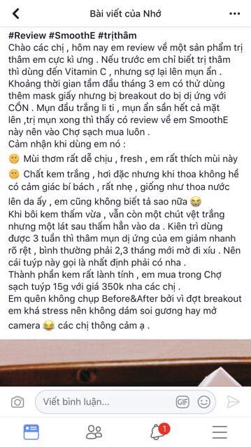 (Hàng Nhật,có bill store) kem thâm sẹo, thâm mụn Smoothe Nhật Bản