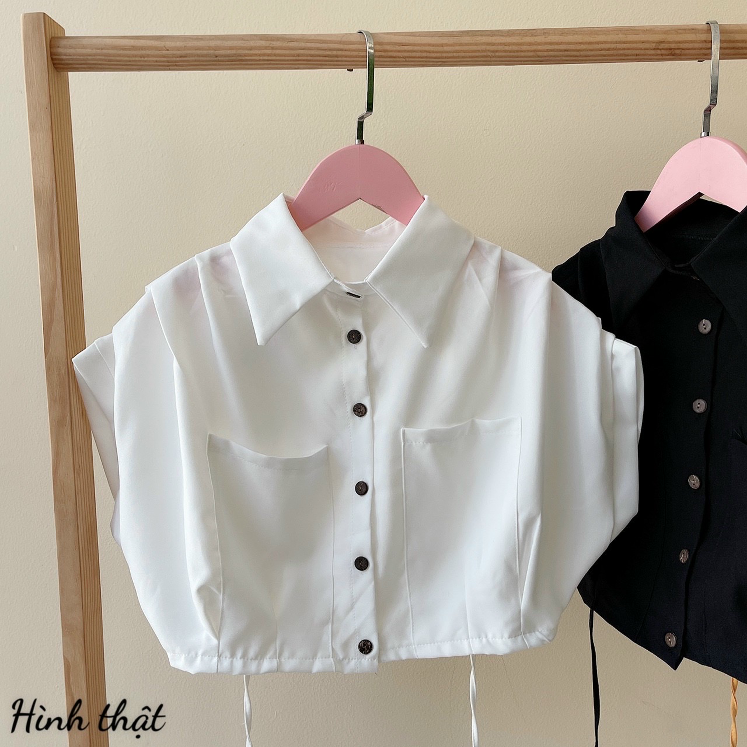Hot 🔥🔥🔥 Áo sơ mi croptop dây chéo bụng (dưới 48kg) - Ảnh thật