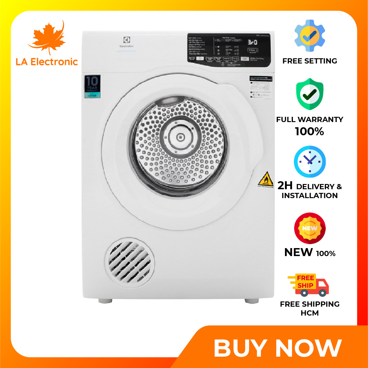 Trả Góp 0% - Máy Sấy - Electrolux 7 Kg EDV705HQWA Dryer Full VAT - Free shipping HCM