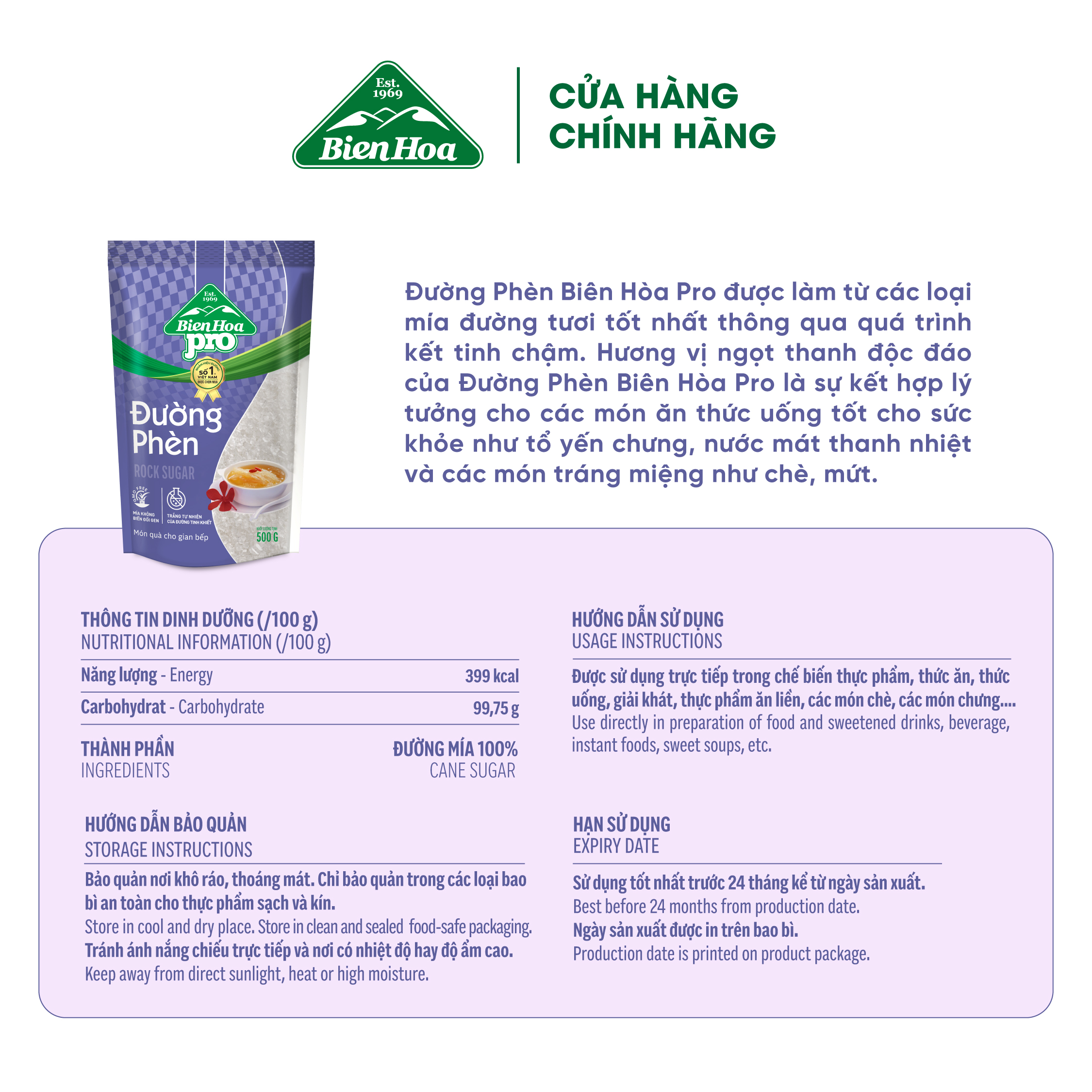 Đường Phèn Biên Hòa Pro 500Gr/túi