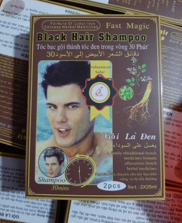 [HCM]DẦU GỘI ĐEN TÓC BLACK HAIR SHAMPOO (lốc 10 hộp*2 gói)