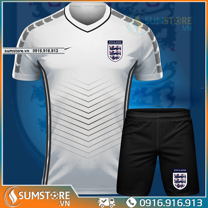 Áo Bóng Đá Tuyển Anh Trắng Độc Lạ Đẹp - Đồ Đá Banh Vải Thun Thái Cao Cấp 2020