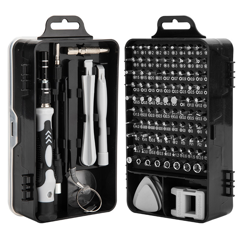 Bộ dụng cụ tua vít và vặn ốc vít đa năng 115 in 1 tay chống trượt đầu vặn hợp kim thép cao cấp