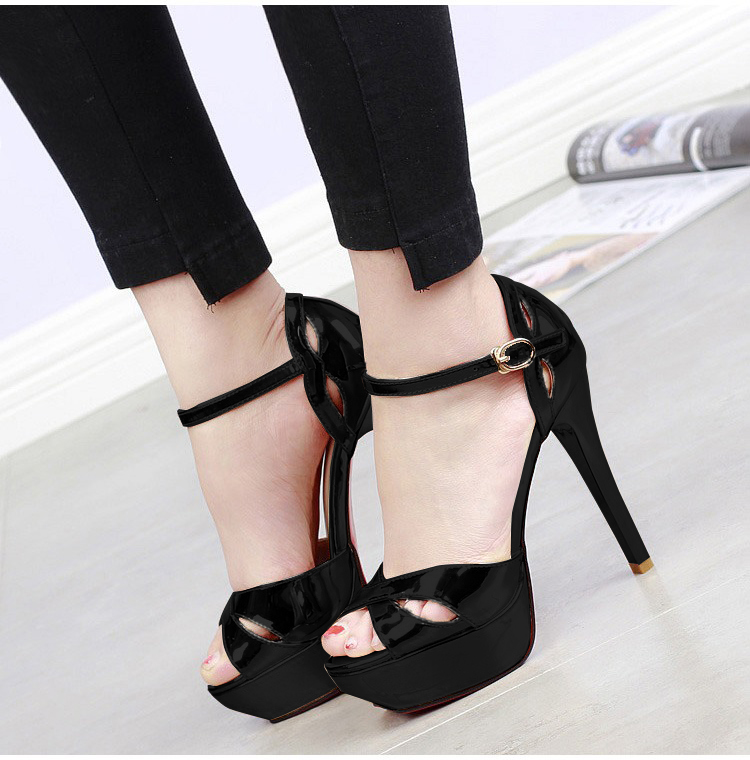 Giày cao gót hở mũi da bóng cao cấp - CG94