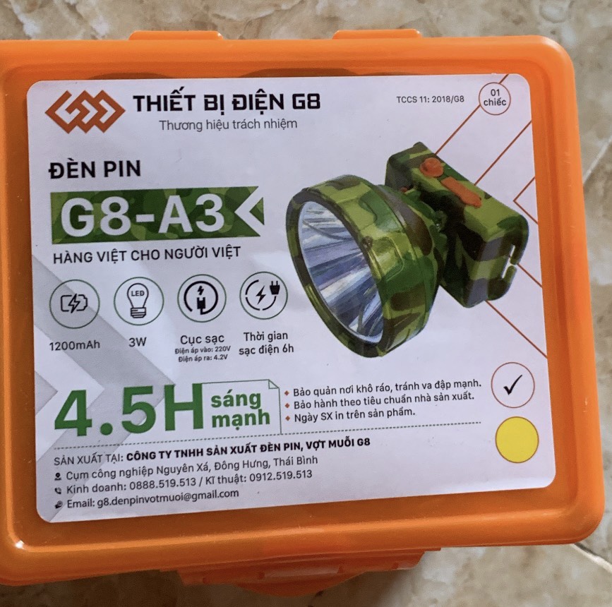 Đèn pin đội đâu siêu sáng G8-A3  chóa lớn