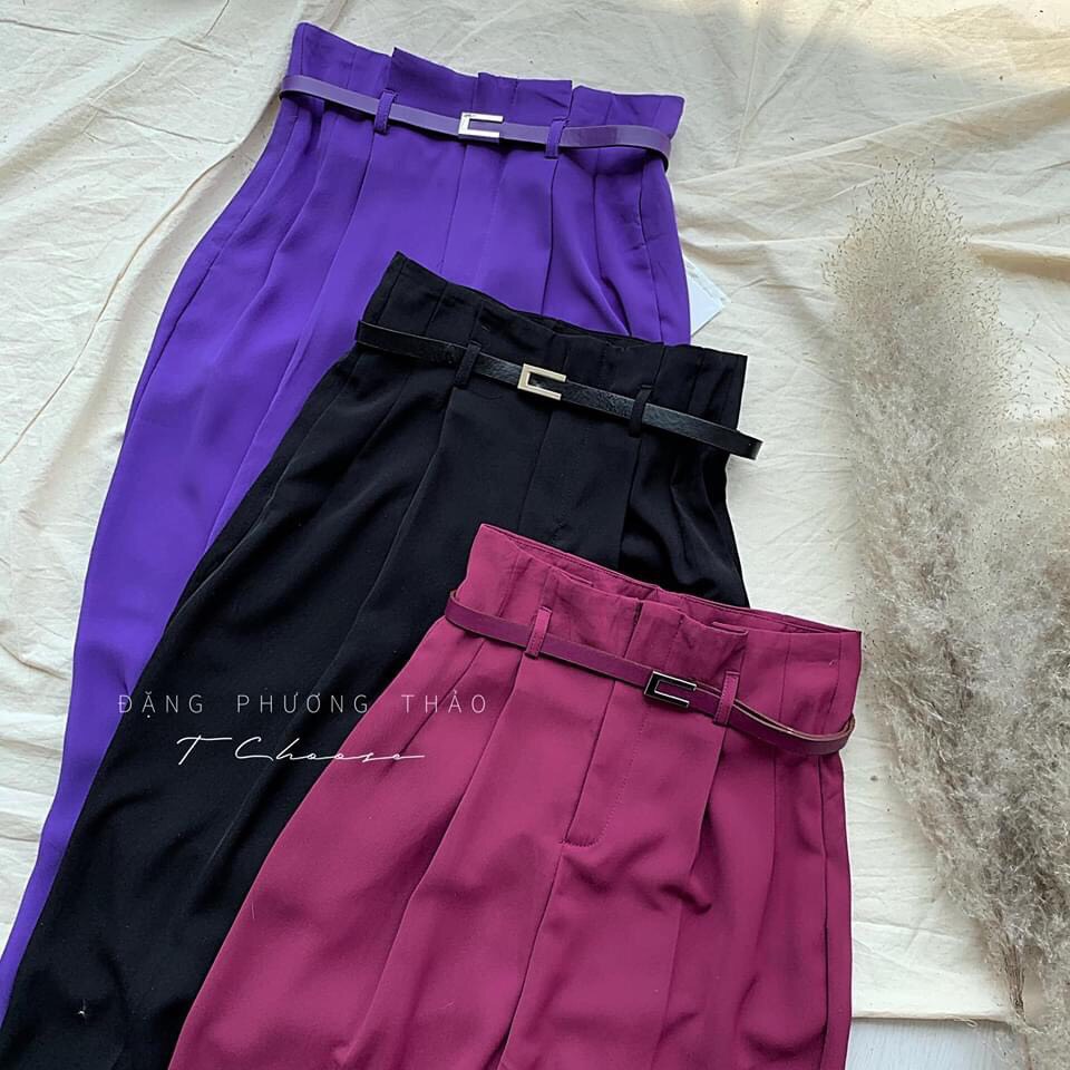 QUẦN BAGGY MÀU KÈM NỊT LƯNG CAO SNU