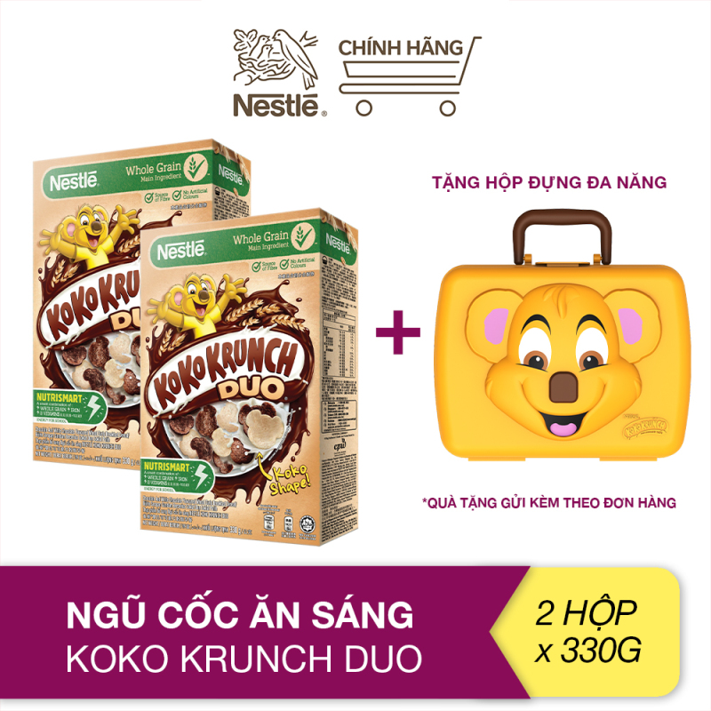 [Tặng hộp đựng đa năng] Combo 2 ngũ cốc ăn sáng Koko Krunch Duo (hộp 330g)