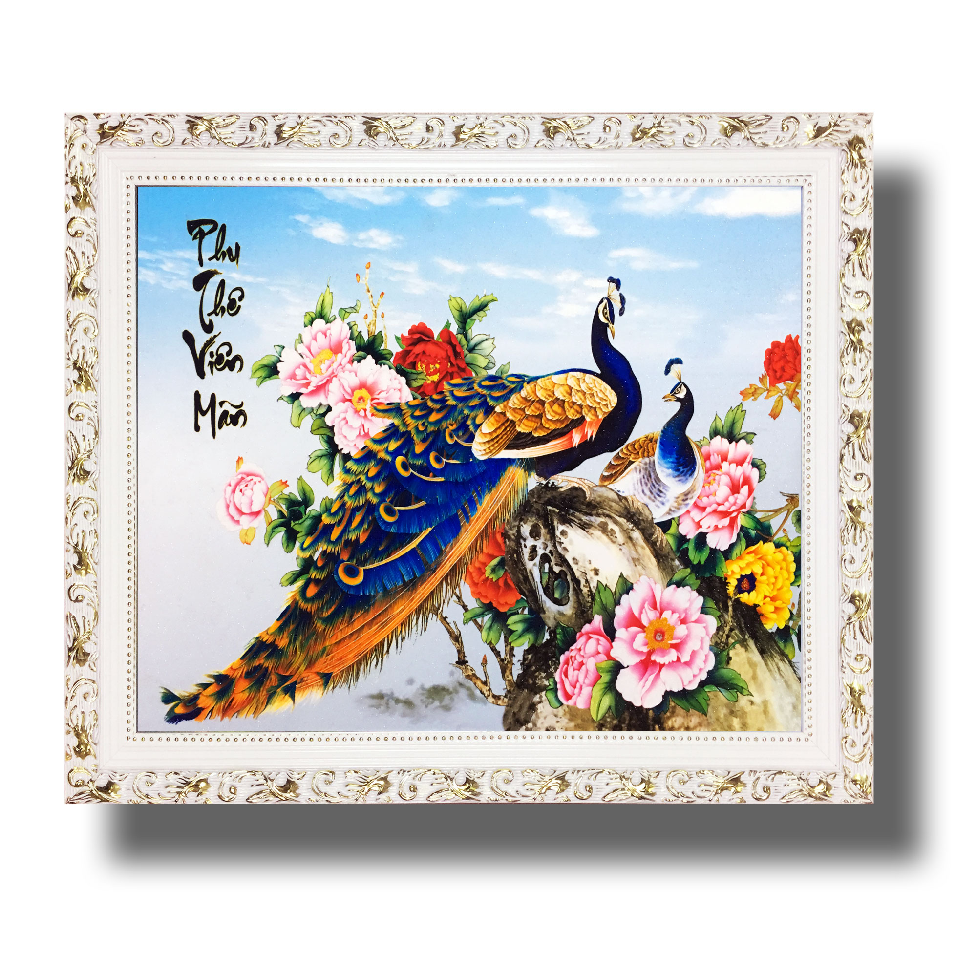 Tranh treo tường - Phu Thê VIên Mãn 118 - Tranh Minh Hiền (KHUNG GỖ - 50 x 60cm)