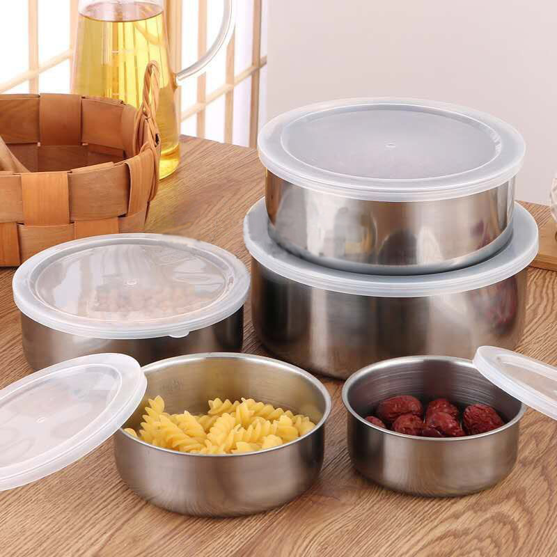 Bộ 5 Thố Inox Lạnh Có Nắp Silicon Cao Cấp - Thích Hợp Đựng Thực Phẩm Trong Tủ Lạnh - Vô Cùng Tiện Lợi