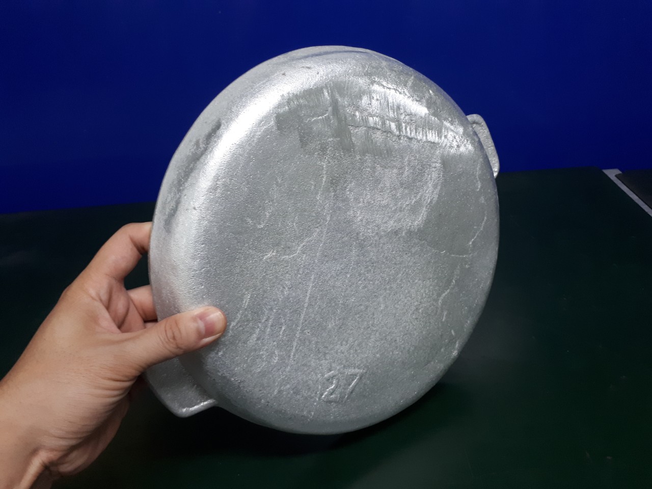 Chảo gang đúc nướng thịt đk 27cm kẻ