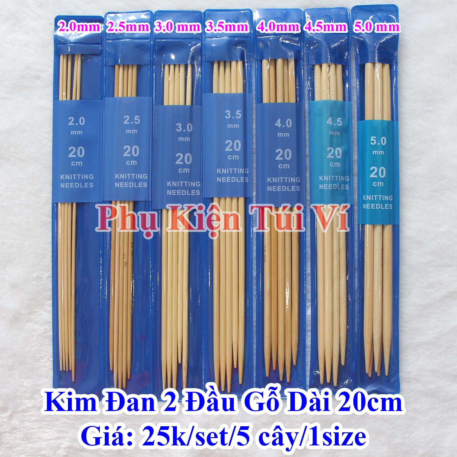 Kim đan 2 đầu gỗ dài 20cm (35k/set/5 cây/1size)