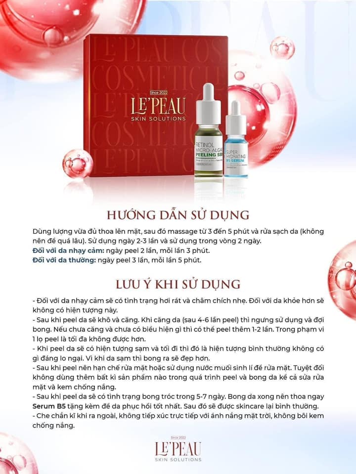 LE’PEAU - Peel da Vi Tảo Retinol [Lepeau tái tạo da sinh học, tặng kèm serum B5 phục hồi da]