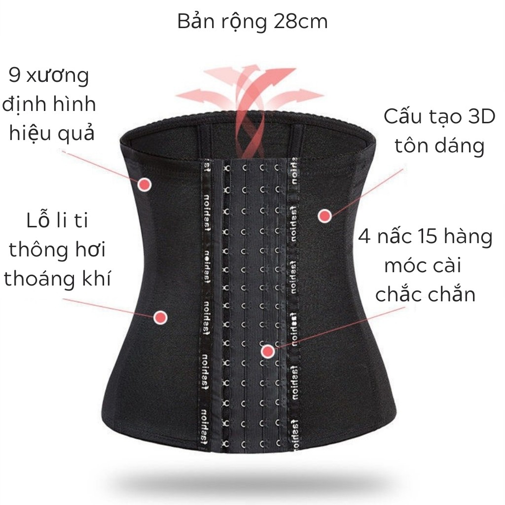 Đai nịt bụng Latex 9 xương (28cm)  LOTZ DAI005