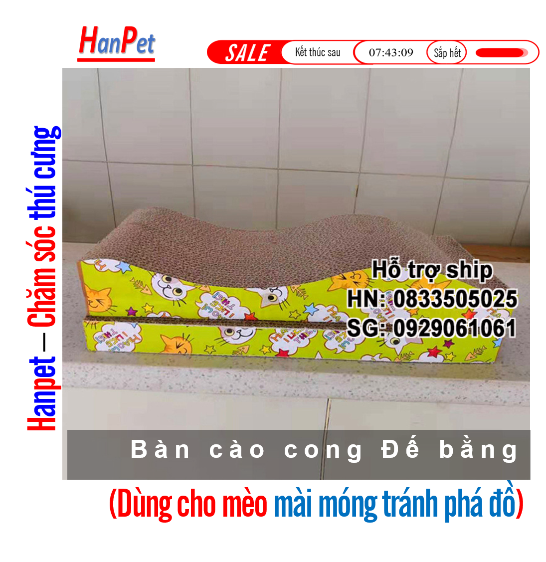 Hanpet - Cào móng mèo bàn cào móng cho mèo (5 loại) bàn cào cho mèo bằng giấy cứng cá thừng chống mèo phá đồ đạc và cào sô pha