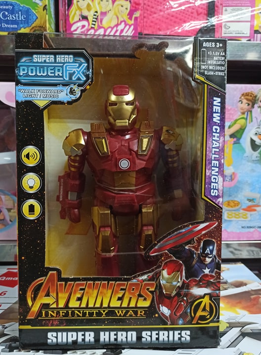 Hộp đồ chơi mô hình nhân vật AVENGERS Iron man Người Sắt lắp pin biết đi, có nhạc và đèn phát sáng 810 (tặng kèm pin)